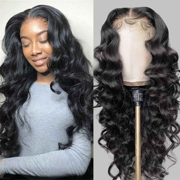 Beaudiva Loose Wavy T Part 100% Virgin Human Hair Lace Front Wig Transparent Lace Frontal Wig 180% Density